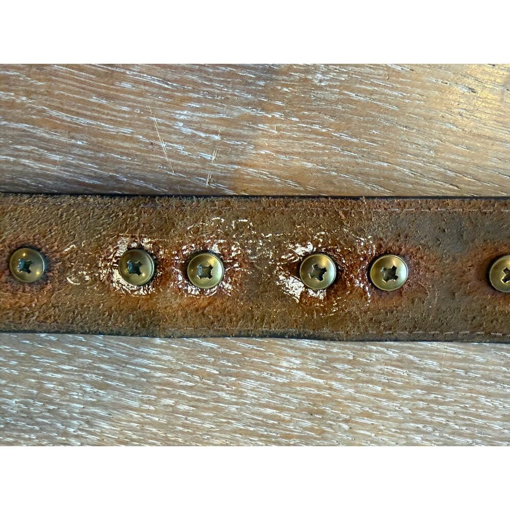 Vintage Brown Leather Silver Accent Western Cowboy Belt Men size 36 - Picture 6 of 10
